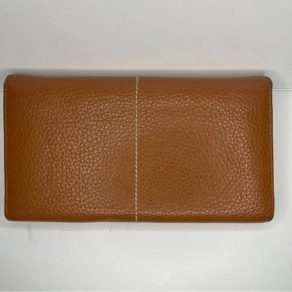 Furla Original Brown Pebbled Leather Brown Stitching  BiFold Wallet Golden Logo - Picture 4 of 6